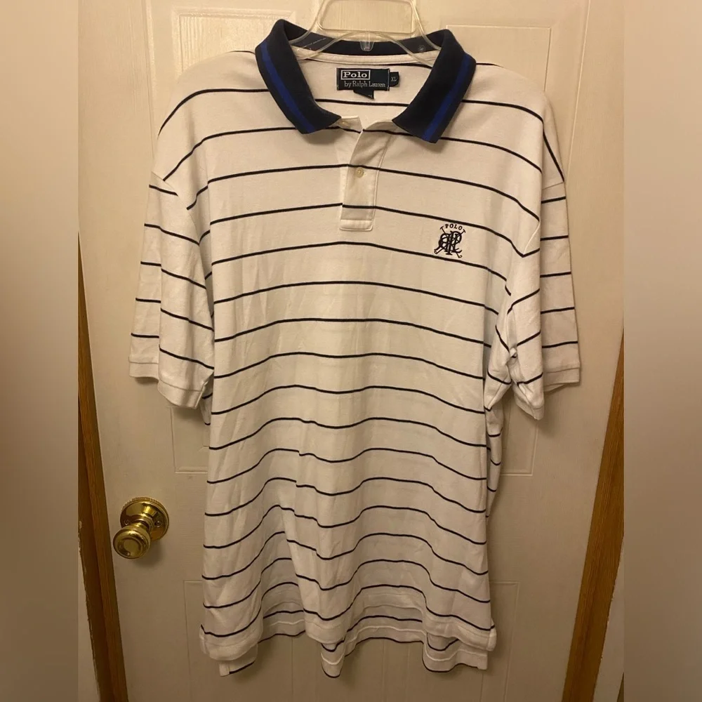 Polo by Ralph Lauren White Polo with Navy Trim